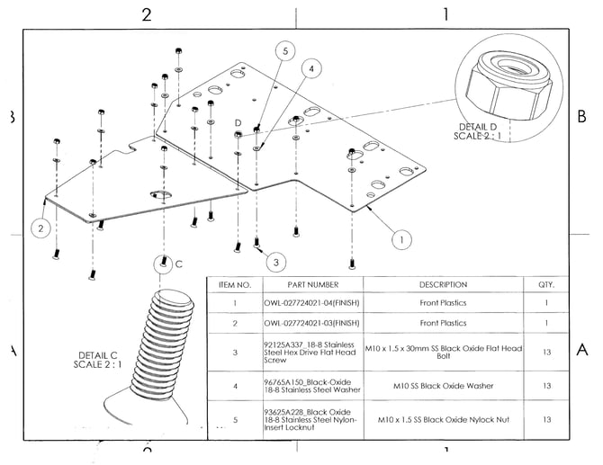 Grenadier undercarriage skid Front Plastics Hardware drawing